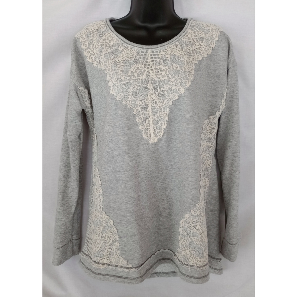 Rewindโช๏ธLace Crewneck Sweater in Grey